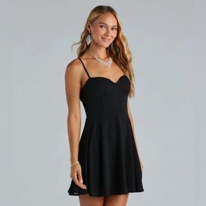 Dainty Hooligan Black Fit and Flare Mini Dress
